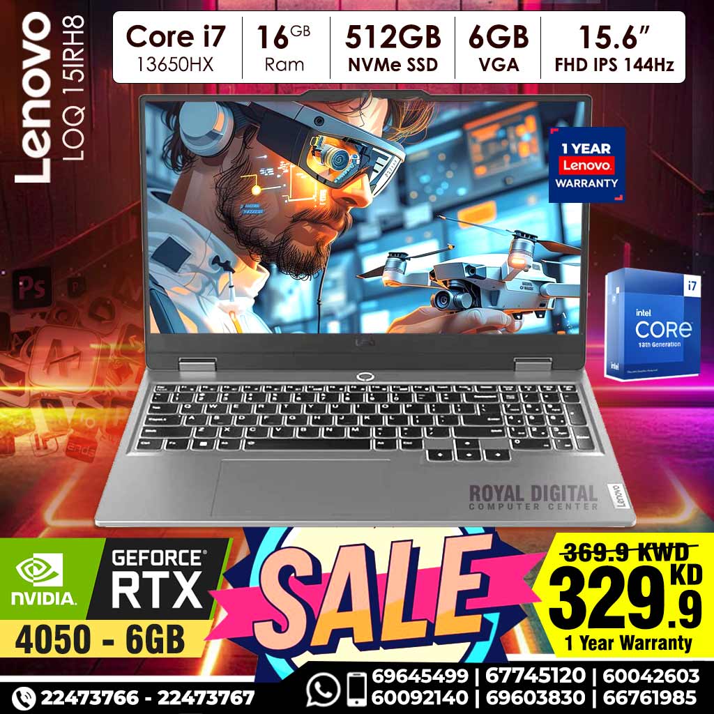 Lenovo LOQ Core i7 13th Gen RTX4050 6GB VGA 15.6inch FHD 144Hz