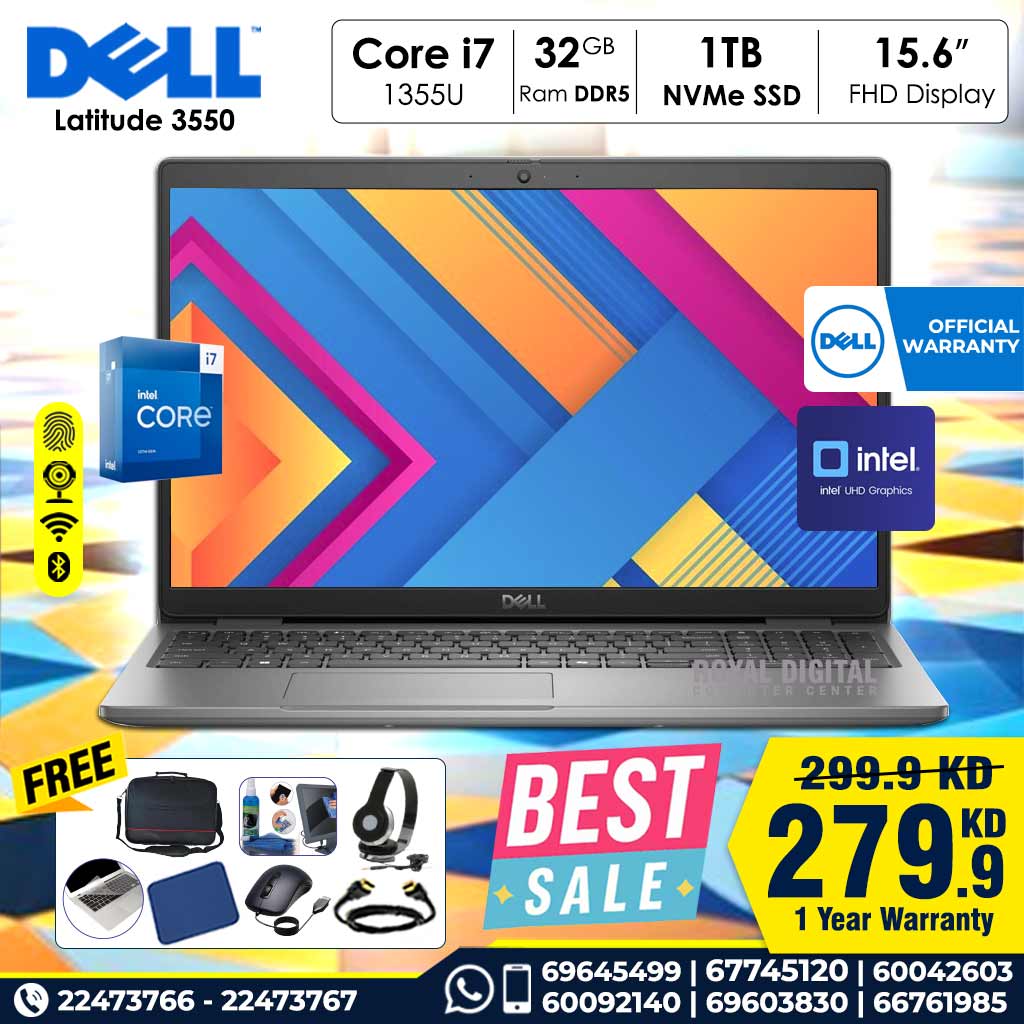 Dell Latitude 3550 13th Generation Core i7-1355U 32 GB Ram 1TB NVMe SSD 15.6-inch FHD