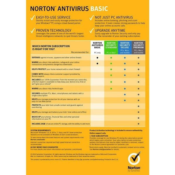 Norton Anti-Virus Basic Arabic، مستخدم واحد، جهاز واحد، سنة واحدة