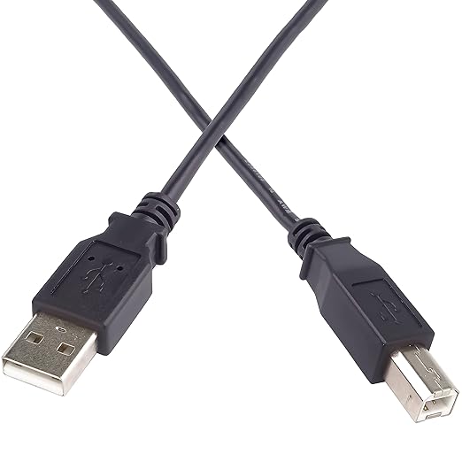 كابل طابعة USB 2.0 كابل عالي السرعة M/M 3 م، من ذكر A إلى ذكر B، كابل توصيل USB باللون الأسود، الطول 1.8 م