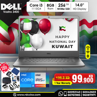 Laptop Dell Vostro 3400 | Intel Core i3-1115G4 Processor | 8GB DDR4 | 256GB SSD | Intel UHD Graphics | 14.0 inch HD Display | DOS | 1 Year Warranty