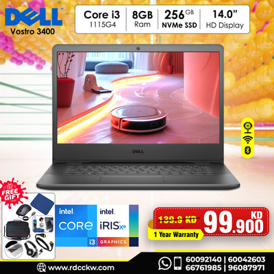 Laptop Dell Vostro 3400 | Intel Core i3-1115G4 Processor | 8GB DDR4 | 256GB SSD | Intel UHD Graphics | 14.0 inch HD Display | DOS | 1 Year Warranty