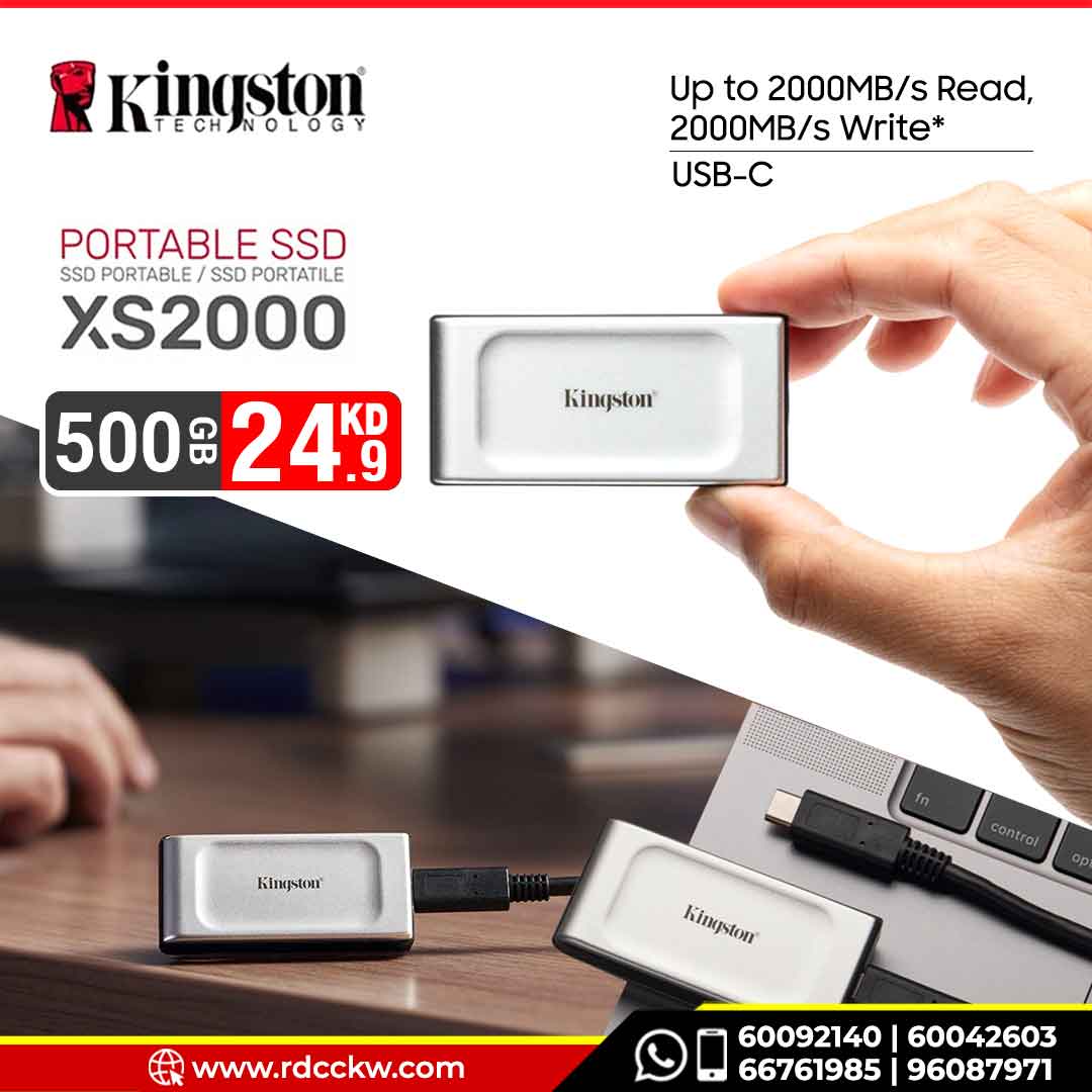 External SSD Kingston 500GB Portable SSD XS2000 External Solid