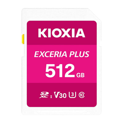 بطاقة ذاكرة كيوكسيا LNPL1M512GG4 Exceria Plus SD، الفئة 10، فئة السرعة U3 UHS، سرعة قراءة 100 ميجابايت/ثانية، سرعة كتابة 85 ميجابايت/ثانية، سعة 512 جيجابايت