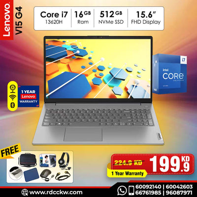Laptop Lenovo V15 G4 IRU | Intel Core I7-13620H Processor | 16GB DDR4 RAM | 512GB SSD NVMe | 15.6" FHD Dispaly | Color Iron Grey | 1 Year Warranty