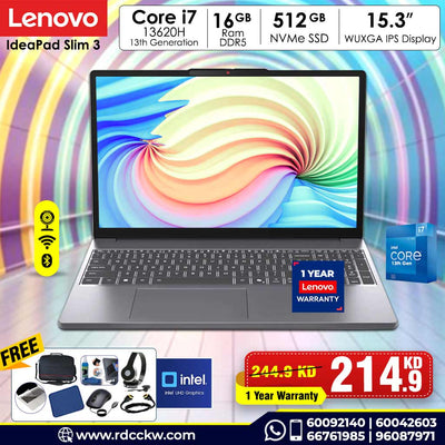 Laptop Lenovo IdeaPad Slim 3 Gen 10 | Intel Core I7-13620H Processor | Ram 16GB DD5 Ram | Storage 512GB SSD NVMe | Display 15.3" WUXGA 1920 * 1200 | Color Luna Grey | 1 Year Warranty
