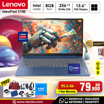 Laptop Lenovo IdeaPad 1 | Intel Celeron N4500 Processor | Ram 8GB DDR4 | Storage 256GB NVMe SSD | Integrated Intel UHD Graphics | Display 15.6" inch HD | Color Abyss Blue | 1 Year Warranty