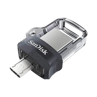 محرك أقراص SanDisk Ultra Dual Drive m3.0 سعة 128 جيجابايت لأجهزة Android وأجهزة الكمبيوتر - microUSB وUSB 3.0 - SDDD3-128G-G46، أسود