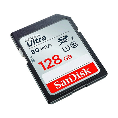 بطاقة ذاكرة SanDisk Ultra SDXC UHS-I بسعة 128 جيجابايت بسرعة تصل إلى 80 ميجابايت/ثانية (SDSDUNC-128G-GN6IN)، لون أسود