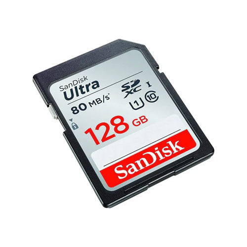 بطاقة ذاكرة SanDisk Ultra SDXC UHS-I بسعة 128 جيجابايت بسرعة تصل إلى 80 ميجابايت/ثانية (SDSDUNC-128G-GN6IN)، لون أسود