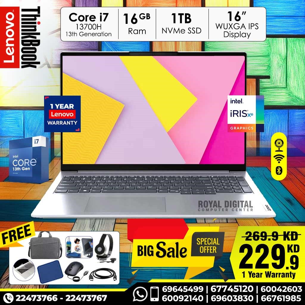 Lenovo Think Book 16 Gen 6 | Intel Core I7 13700H | 16 GB DDR5 Ram | 1 TB SSD NVMe | 16