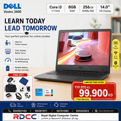 Laptop Dell Vostro 3400 | Intel Core i3-1115G4 Processor | 8GB DDR4 | 256GB SSD | Intel UHD Graphics | 14.0 inch HD Display | 1 Year Warranty