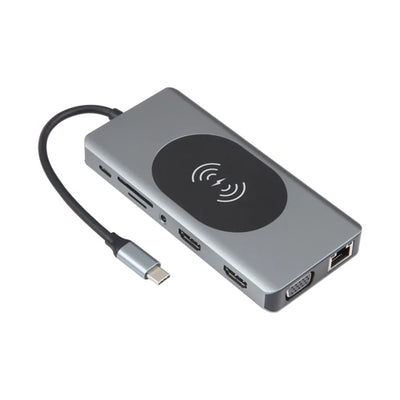 محطة إرساء 14 في 1 من النوع C مع شحن لاسلكي (منفذ شبكة 1000 ميجابايت)