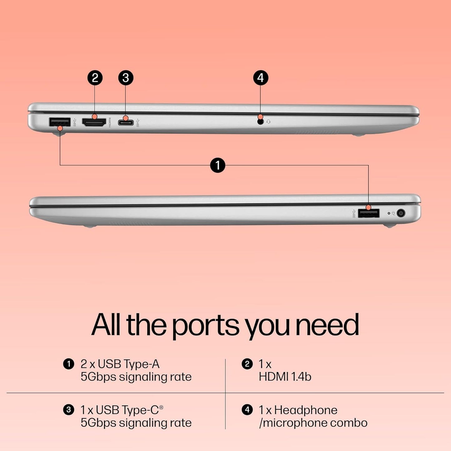 HP 15-FD0149NE | Intel Core™ i5-1334U | ذاكرة وصول عشوائي (RAM) سعة 8 جيجابايت DDR4 | قرص SSD سعة 512 جيجابايت PCIe® NVMe™ M.2 | شاشة عرض 15.6 بوصة عالية الدقة بالكامل | نظام تشغيل DOS