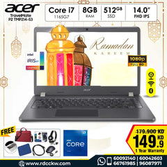 Laptop Acer TravelMate P2 TMP214-53 | Intel Core i7-1165G7 Processor | Ram 8GB DDR4 | Storage 512GB SSD NVMe | Intel Graphics | Display 14