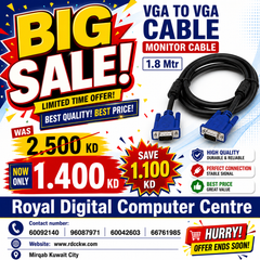 VGA to VGA Cable Monitor Cable 1.8 Mtr