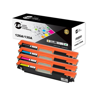 4 Pack UP CompatibleToner Cartridge 126A 130A Toner Cartridge Replacement for HP 130A (1 Black, 1 Cyan, 1 Magenta, 1 Yellow, 4 Pack)