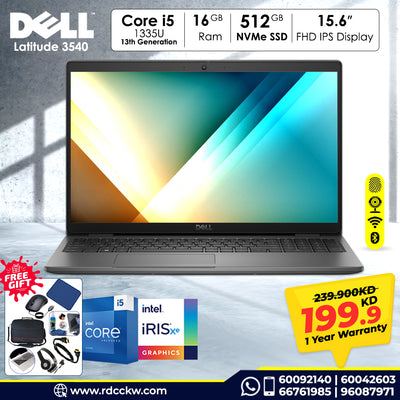 Laptop Dell Latitude 3540 | Intel Core i5-1335U Processor | Ram 16GB DDR5 |  Storage 512GB SSD NVMe | Display 15.6" inches FHD | Color Grey |  Windows 11 Pro | 1 Year Warranty