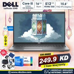 Laptop Dell Latitude 5540 | Intel Core i5-1335U Processor | Ram 16GB DDR4 | Storage 512GB NVMe SSD | Display 15.6 FHD IPS | Color Silver | Windows 11 Pro | 1 year warranty