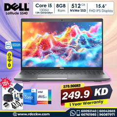 ديل لاتيتيود 5540 الجيل الثالث عشر كور i5 8 جيجابايت رام 512 جيجابايت NVMe SSD 15.6 بوصة FHD