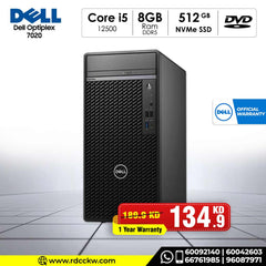 Desk Top PC Dell Optiplex 7020, Intel® Core™ i5-12500, 8GB, 512GB, DVD RW, Black, Dos, 1 year