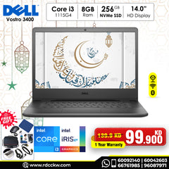 Laptop Dell Vostro 3400 | Intel Core i3-1115G4 Processor | 8GB DDR4 | 256GB SSD | Intel UHD Graphics | 14.0 inch HD Display | DOS |  1 Year Warranty
