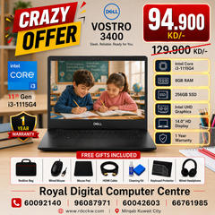 Laptop Dell Vostro 3400 | Intel Core i3-1115G4 Processor | 8GB DDR4 | 256GB SSD | Intel UHD Graphics | 14.0 inch HD Display | 1 Year Warranty