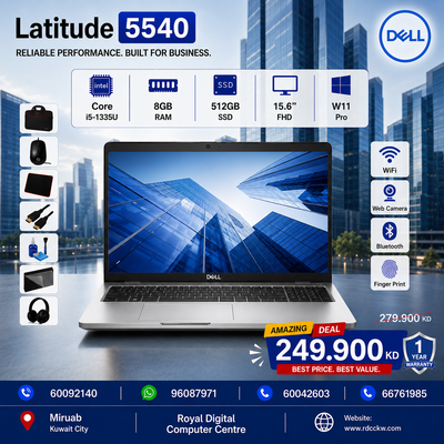 ديل لاتيتيود 5540 الجيل الثالث عشر كور i5 8 جيجابايت رام 512 جيجابايت NVMe SSD 15.6 بوصة FHD