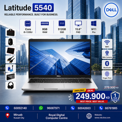 Laptop Dell Latitude 5540 | Intel Core i5-1335U Processor | Ram 8GB DDR4 | Storage 512GB NVMe SSD | Display 15.6 FHD IPS | Color Silver | Windows 11 Pro | 1 year warranty