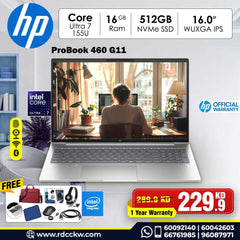Laptop HP ProBook 460 G11 | Intel Core Ultra 7 155U Processor  | 16GB DDR5 RAM  | 512GB SSD Storage | Display 16