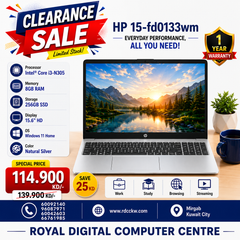 Laptop HP 15-fd0133wm | Intel Core i3-N305 Processor | Ram 8GB DDR4 | Storage 256GB NVMe SSD | Integrated Intel UHD Graphics | Display 15.6