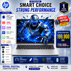 Laptop HP FD0146NE | Intel Core i7-1355U Processor | 16 GB DDR4 RAM | Storage 512GB NVME SSD | Intel® Iris® Xe Graphics | Color Silver | Operating System DOS | 1 Year Warranty