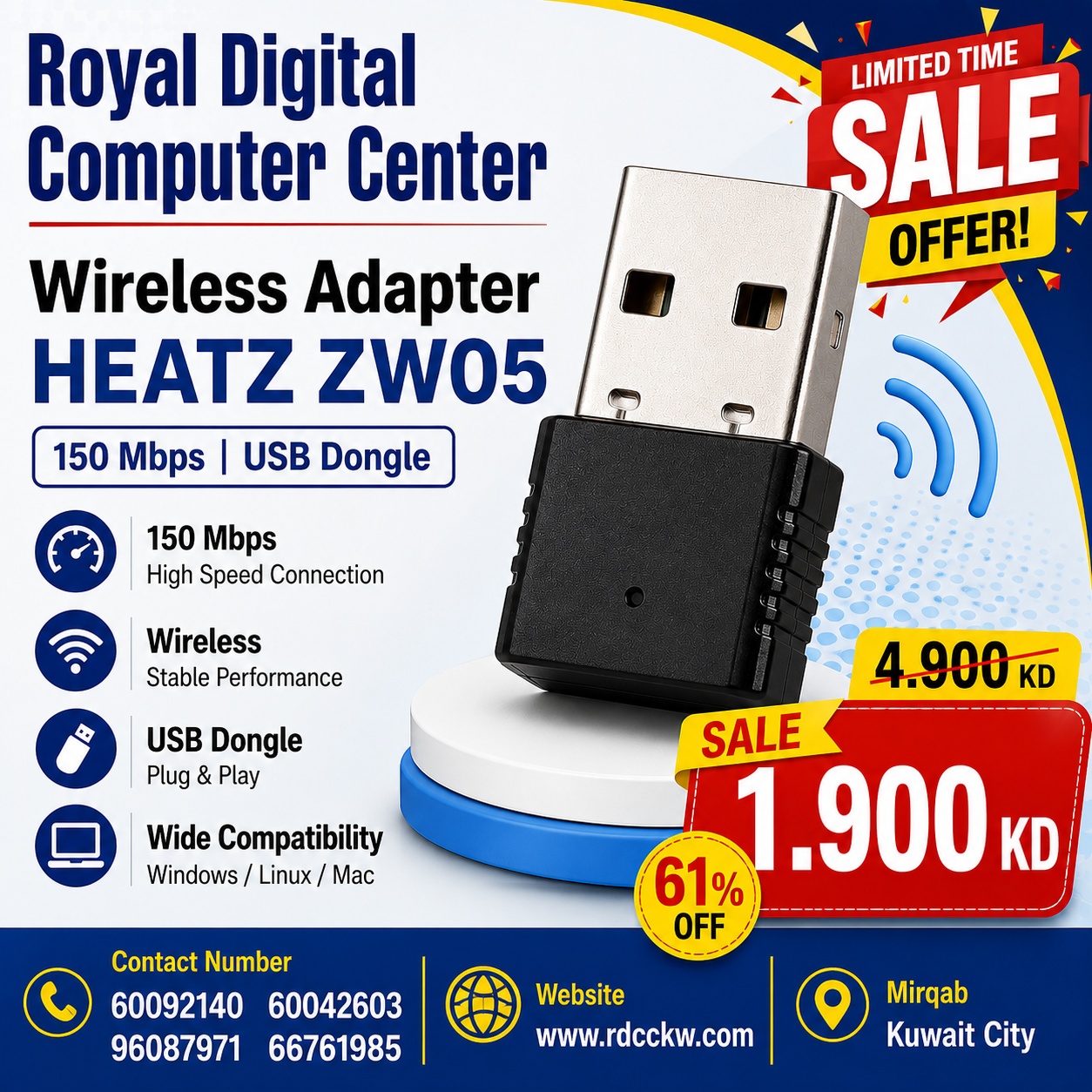 Wireless Adapter HEATZ ZW05 150 Mbps | USB Dongle