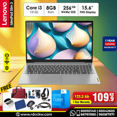 Laptop Lenovo IdeaPad Slim 3 | Intel Core i3 1315U Processor |  Ram 8GB DDR5 | Storage 256GB  NVMe SSD | Integrated Intel UHD | GraphicsDisplay 15.6