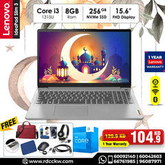 Laptop Lenovo IdeaPad Slim 3 | Intel Core i3 1315U Processor |  Ram 8GB DDR5 | Storage 256GB  NVMe SSD | Integrated Intel UHD | GraphicsDisplay 15.6