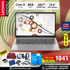 Laptop Lenovo IdeaPad Slim 3 | Intel Core i3 1315U Processor |  Ram 8GB DDR5 | Storage 256GB  NVMe SSD | Integrated Intel UHD | GraphicsDisplay 15.6