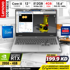 Gaming Laptop Lenovo LOQ 15IAX9 | Intel Core I5-12450HX Processor | Ram 12GB DDR5 | Storage 512GB NVMe  SSD | VGA NVIDIA GeForce RTX 2050 4GB GDDR6 |  Display 15.6″ Full HD (1920×1080) IPS, 144Hz |  Color  Luna Grey | 1 Year Waranty