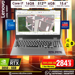 Gaming Laptop Lenovo Loq 15IRX9 | Intel Core i7-13650HX Processor | Ram 16GB DDR5 | Storage 512GB SSD NVMe |  NVIDIA GeForce RTX 3050 6GB | Display 5.6