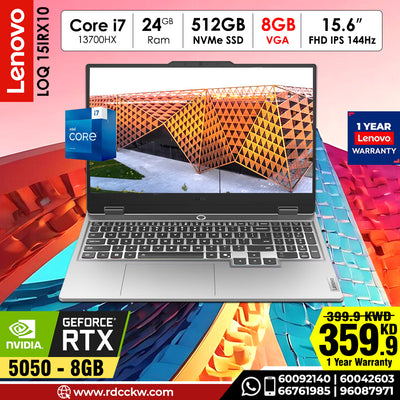 Laptop Laptop Lenovo LOQ Gen 10 AI |  Intel Core i7-13700HX Processor | Ram 24GB DDR5 |  Storage 512GB NVMe | NVIDIA RTX5050 8GB | Display 15.6FHD IPS  144Hz | Color Lana Grey | 1 Year Warranty