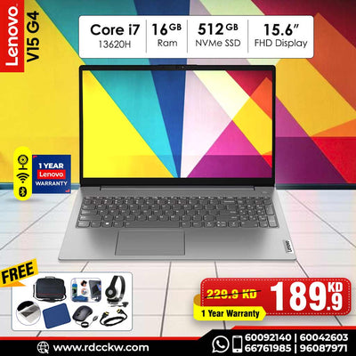Laptop Lenovo V15 G4 IRU | Intel Core I7-13620H Processor | 16GB DDR4 RAM | 512GB SSD NVMe | 15.6" FHD Dispaly | DOS | Color Iron Grey | 1 Year Warranty
