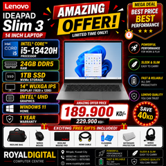 Laptop Lenovo IdeaPad Slim 3 | Intel Core i5-13420H Processor | Ram 24GB DDR5 | Storage 1TB SSD NVMe | Display 14