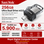 SanDisk 256GB Ultra Dual Drive m3.0, microUSB and USB Type-A, High-speed USB 3.0, Retractable design for Android Devices and Computers - SDDD3-256G-G46