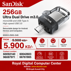 SanDisk 256GB Ultra Dual Drive m3.0, microUSB and USB Type-A, High-speed USB 3.0, Retractable design for Android Devices and Computers - SDDD3-256G-G46
