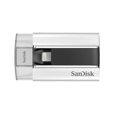 محرك أقراص فلاش USB SanDisk SDIX-016G-G57 iXpand سعة 16 جيجابايت وكابل Lightening لأجهزة iPhone وiPad - أبيض 