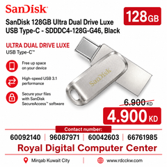 SanDisk 128GB Ultra Dual Drive Luxe USB Type-C - SDDDC4-128G-G46, Black