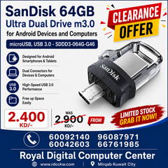 SanDisk 64GB Ultra Dual Drive m3.0 for Android Devices and Computers - microUSB, USB 3.0 - SDDD3-064G-G46 , Black