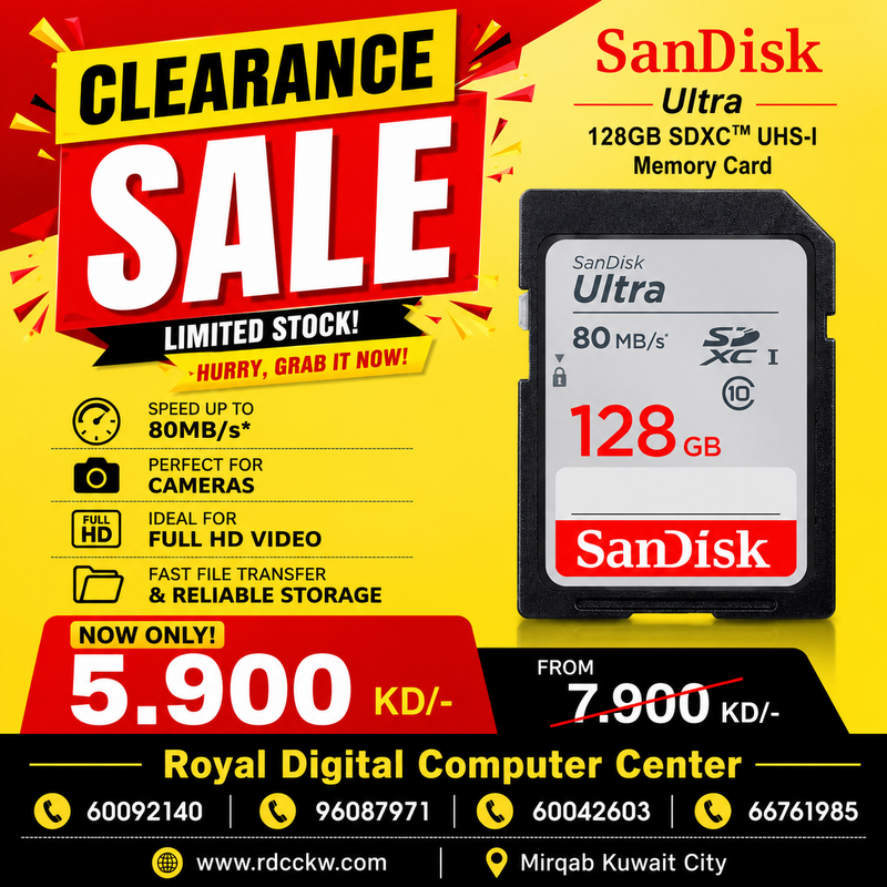 SanDisk Ultra 128GB SDXC UHS-I Memory Card up to 80MB/s (SDSDUNC-128G-GN6IN), Black