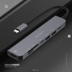 محطة إرساء USB-C Endefo HDMI (4K@60Hz)+ SD/TF+USB * 2 + USB-C(بيانات)+USB-C(PD)