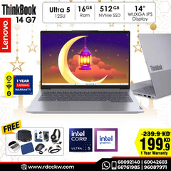 Lenovo Think Book 14 G7 AI PC | Core Ultra 5 125U Processor | Ram 16GB DDR5 | Storage 512GB NVMe SSD | Intel Graphics | Display 14 inch WUXGA | Arctic Grey | 1 Year