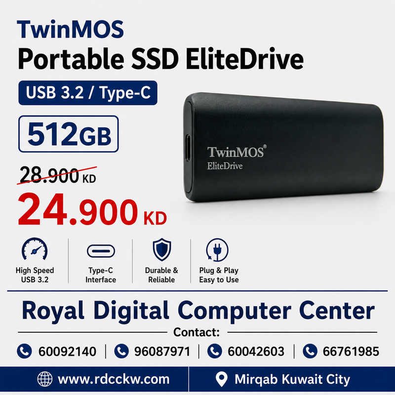 TwinMOS Portable SSD EliteDrive USB 3.2/Type-C 512GB - Black